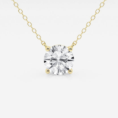 VossAgin - 3.00 ct Lab Grown Round Diamond Floating Solitaire Pendant in 14K White or Yellow Gold – AGI Certified - Yellow Gold