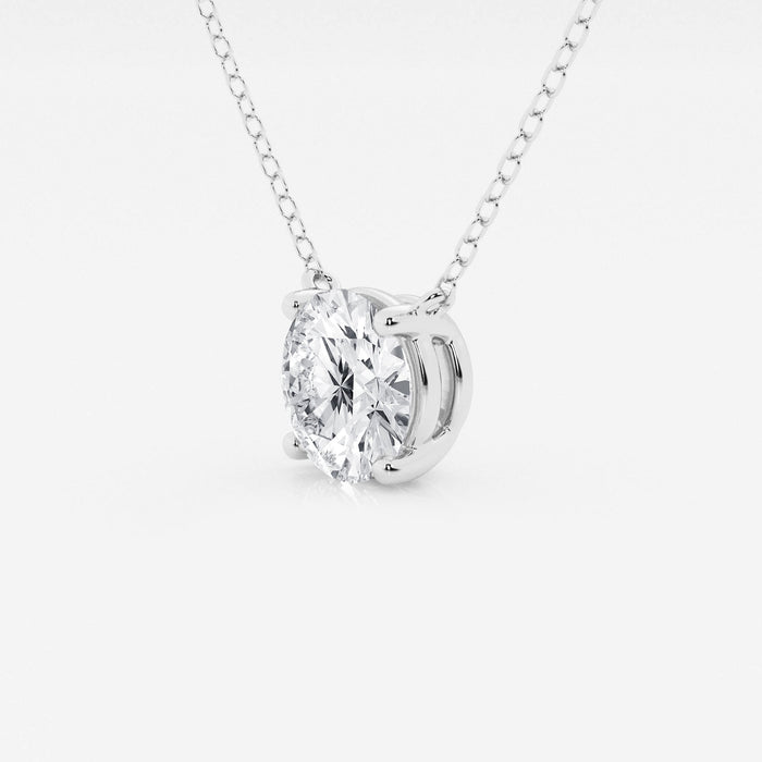 VossAgin - 3.00 ct Lab Grown Round Diamond Floating Solitaire Pendant in 14K White or Yellow Gold – AGI Certified - White Gold