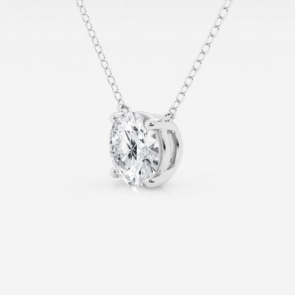 VossAgin - 3.00 ct Lab Grown Round Diamond Floating Solitaire Pendant in 14K White or Yellow Gold – AGI Certified - White Gold