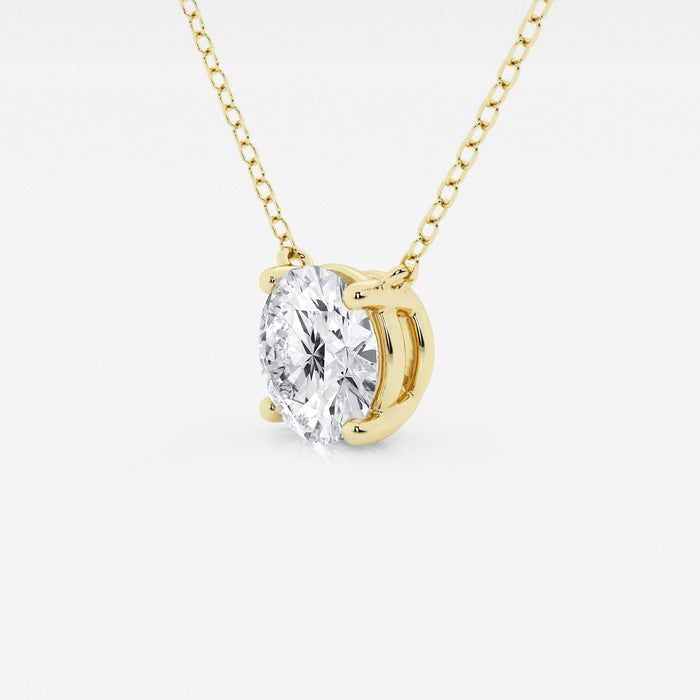 VossAgin - 3.00 ct Lab Grown Round Diamond Floating Solitaire Pendant in 14K White or Yellow Gold – AGI Certified - Yellow Gold