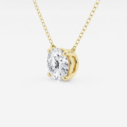 VossAgin - 3.00 ct Lab Grown Round Diamond Floating Solitaire Pendant in 14K White or Yellow Gold – AGI Certified - Yellow Gold