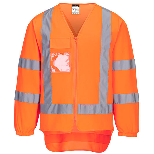 W17 Hi Vis X Back Zipped Vest L/S TM309
