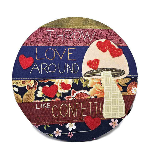 Wall Art - 8 in - Throw Love Around Quilted Hoop Art by World of Whimm