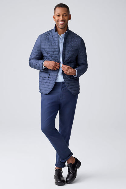 Full front view of a man wearing Warmknit air blazer in Total Eclipse/True Black Liner