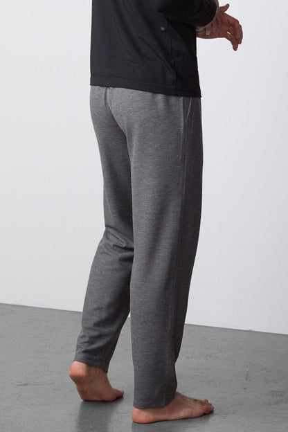 Side view of a man wearing WARMKNIT Pajama Pant in Grey Heather