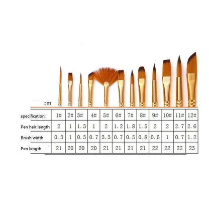 Watercolor Painting Brush Set - 12pcs - DiyCraftsProject