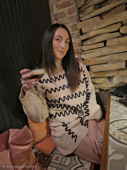 Wavy Stripe Turtleneck Sweater - Intimate Whispers