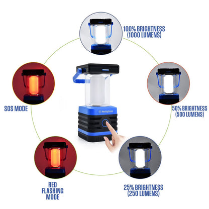 Westinghouse 1000 Lumen Solar Rechargeable LED Portable Lanterns