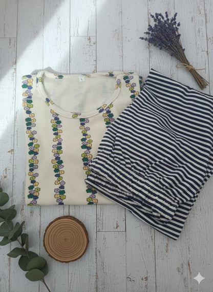 Irah Vastra women’s T-shirt and pant set — flatlay folded view