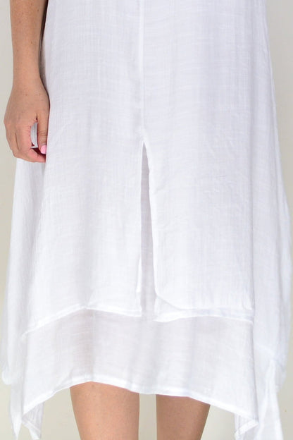White summer tunic dress by La Mode featuring lightweight fabric and relaxed fit, ideal for casual warm-weather wear.