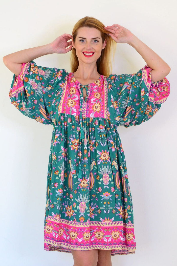 Dream Willow Bohemian Queen dress tunic with flowing fabric, intricate patterns, and relaxed fit, perfect for boho-chic style.