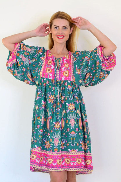 Dream Willow Bohemian Queen dress tunic with flowing fabric, intricate patterns, and relaxed fit, perfect for boho-chic style.