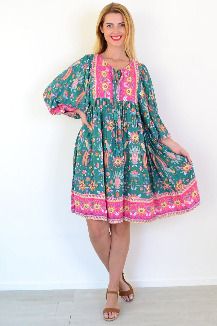 Dream Willow Bohemian Queen Dress tunic with flowing fabric and intricate patterns, perfect for boho-inspired fashion.