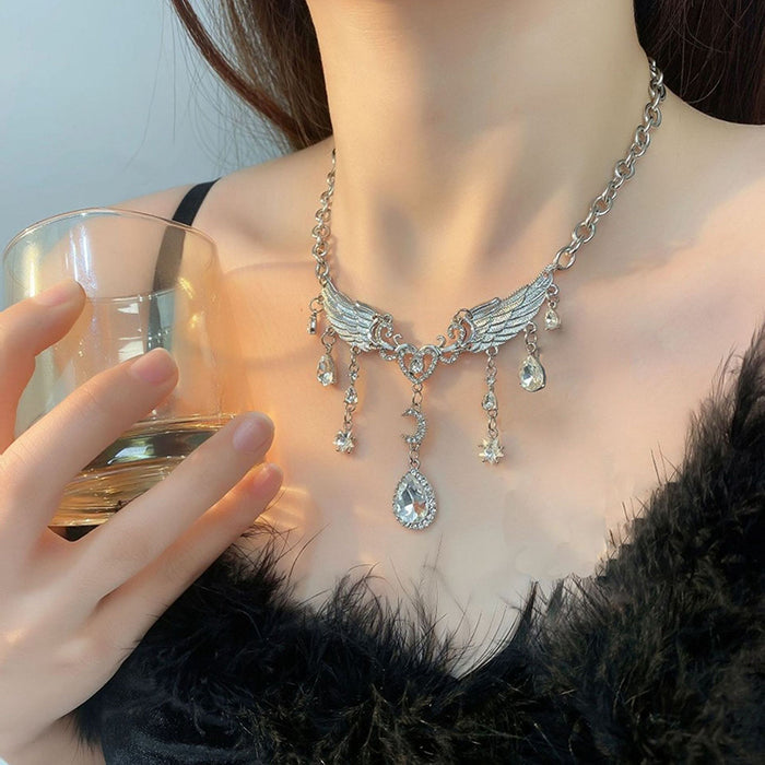 Wings Waterdrop Heart Necklace - Fashionnsio
