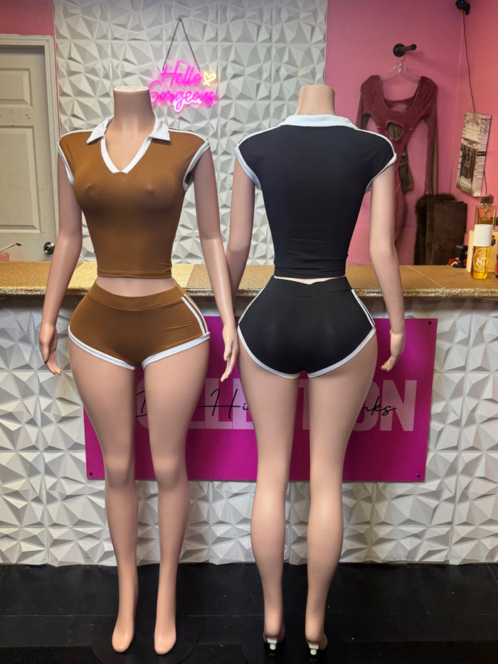 Winning Streak Short Set ( Black / Brown)