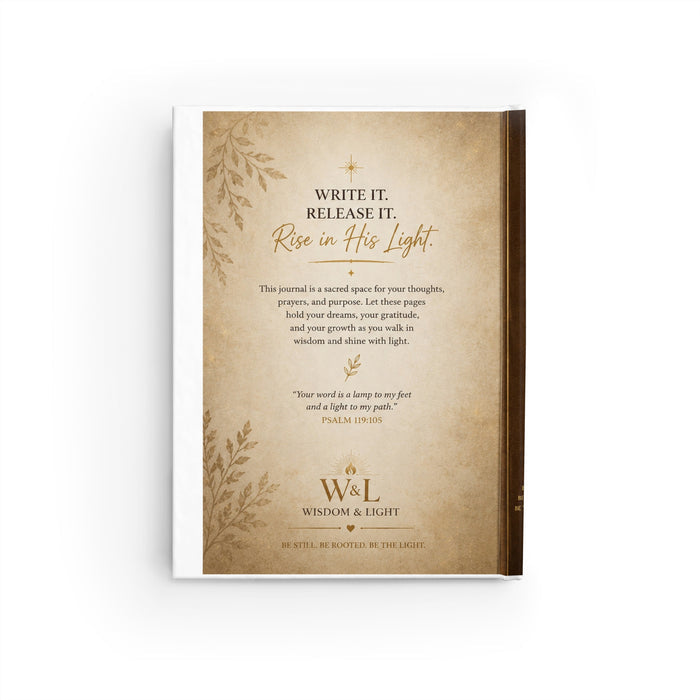 Wisdom & Light Inspirational Journal | Be Still, Be Rooted, Be the Light | Hardcover Lined Journal