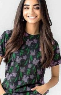Women Short Sleeve 100% COTTON T-SHIRT Lilac flowers 💐 - Hinz Clothing