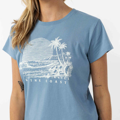 Women's Coastal Vibes T-Shirt - Faded Denim