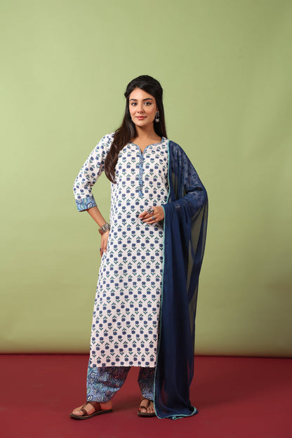Women’s Cotton Kurta and Farshi Salwar with Dupatta