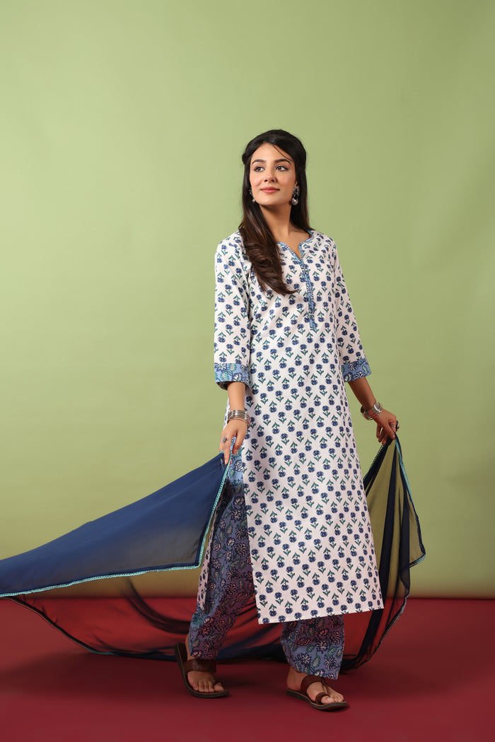 Women’s Cotton Kurta and Farshi Salwar with Dupatta