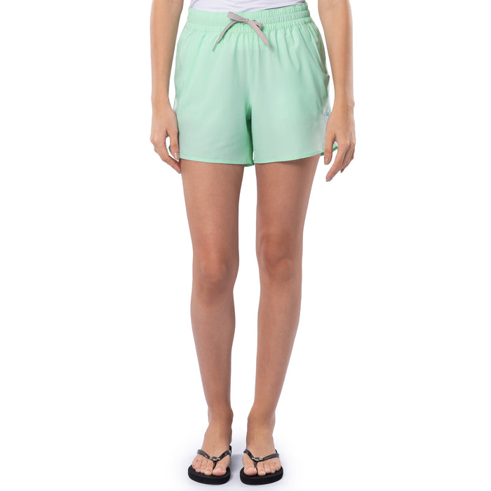 Women's Green Solid Short