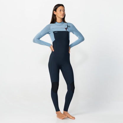 Women's HyperFire 4/3mm Steamer Chest Zip - Faded Denim