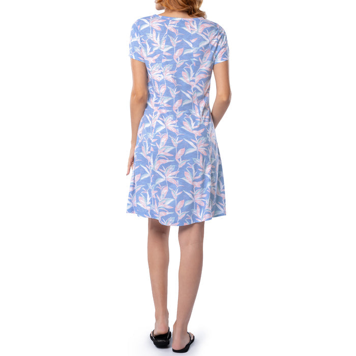 Women's Indigo Printed Scoop Dress