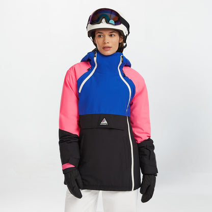 Women's Play Asymmetric Snow Jacket - Active Blue Colour Block