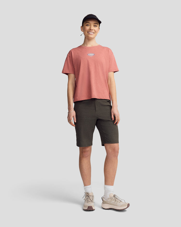 Women's Retro Badge Organic Cotton T-Shirt - Clay
