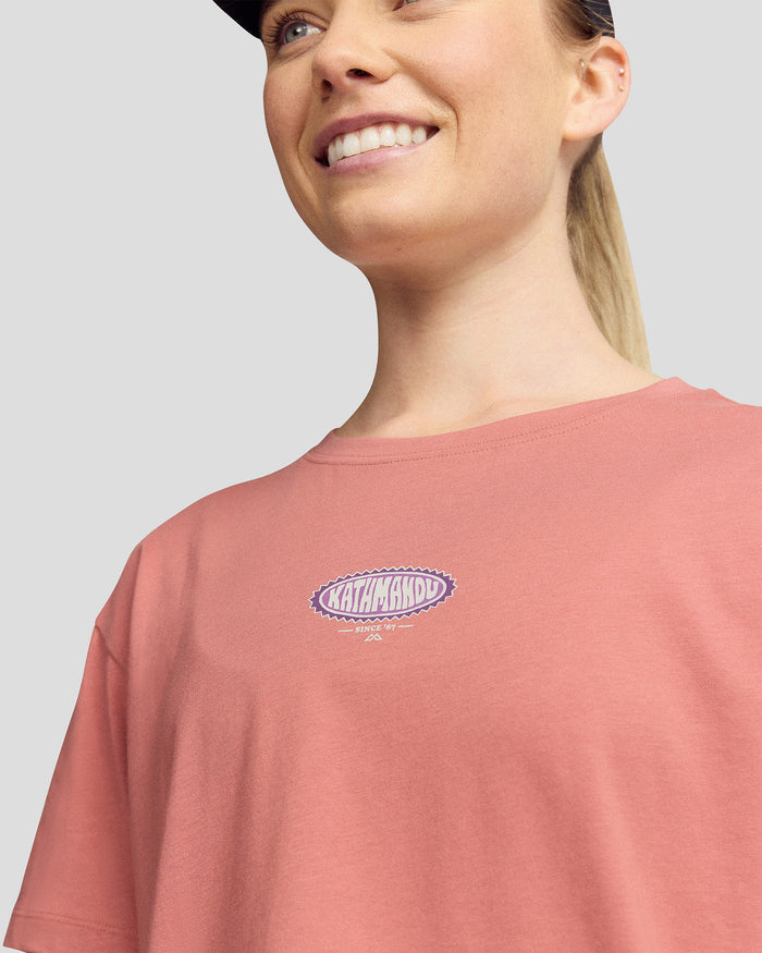 Women's Retro Badge Organic Cotton T-Shirt - Clay