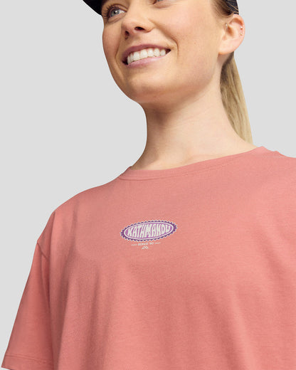 Women's Retro Badge Organic Cotton T-Shirt - Clay