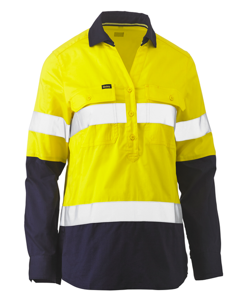 Women's Taped Hi Vis Stretch V-neck Shirt BLC6064T