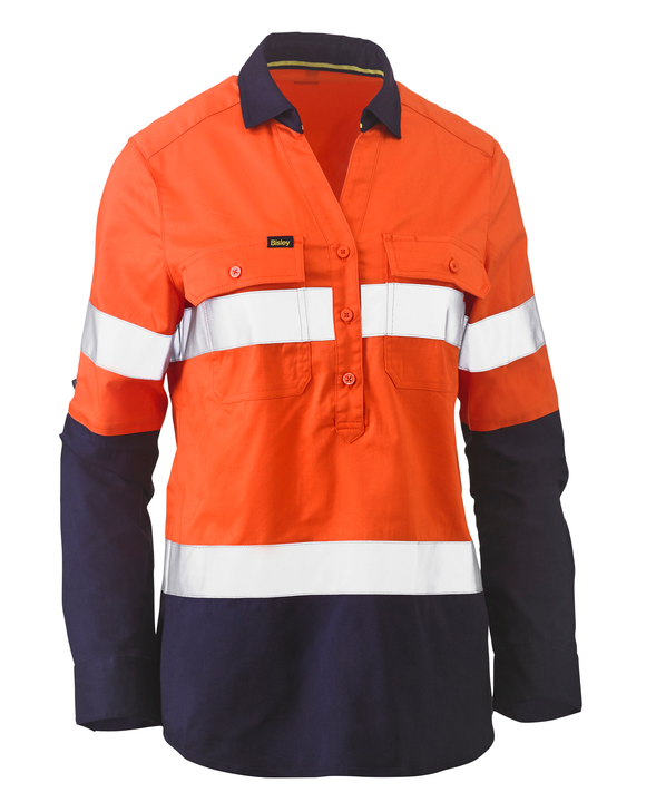 Women's Taped Hi Vis Stretch V-neck Shirt BLC6064T