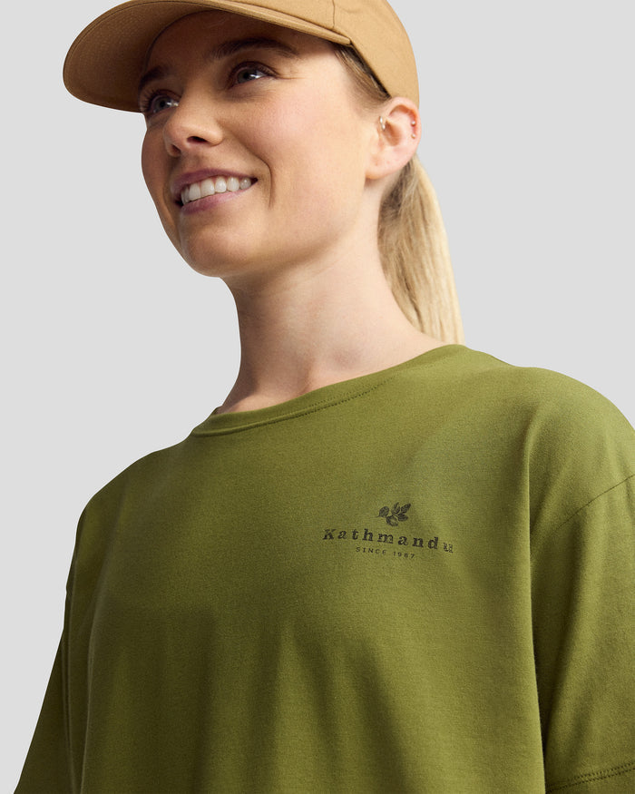 Women’s Trail Treasure Organic Cotton T - shirt - Dark Fern