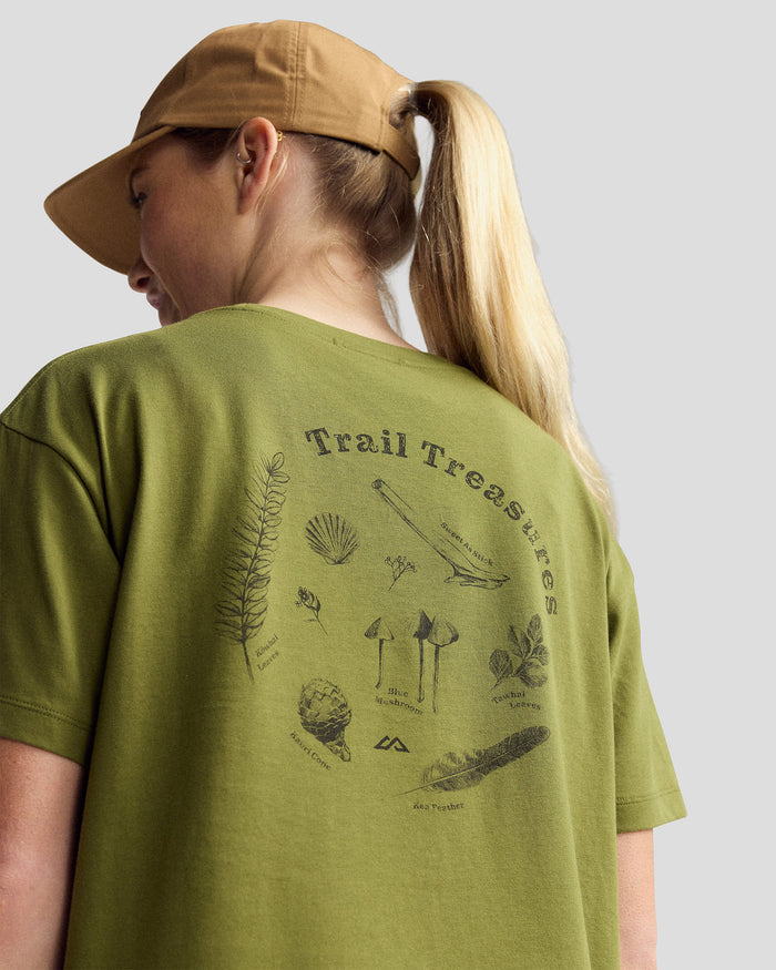 Women’s Trail Treasure Organic Cotton T - shirt - Dark Fern