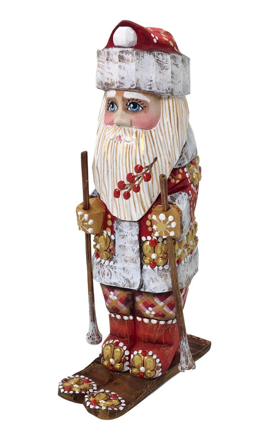 Wooden Santa skier