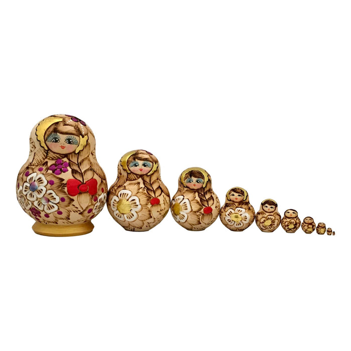 Wooden nesting dolls large set