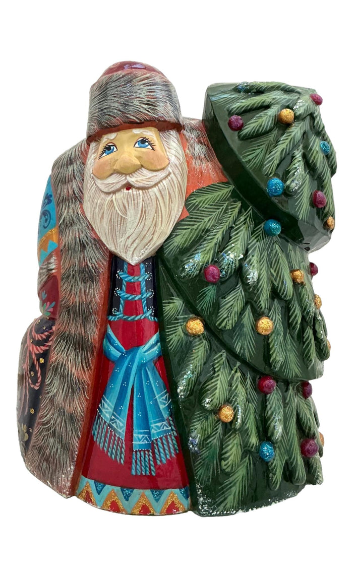 Wooden Santa with Christmas tree