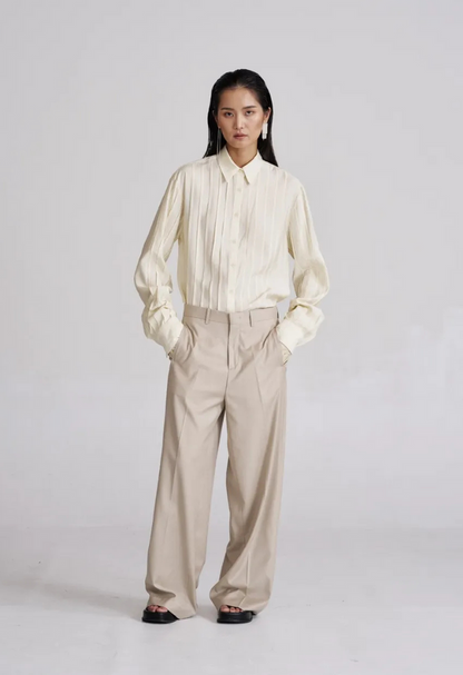Chic woven stripe yellow cotton shirt, women's stylish yellow striped blouse, casual cotton striped shirt, fashionable woven yellow top, trendy yellow cotton blouse, elegant cotton striped shirt for women, summer woven stripe shirt, versatile yellow fashion blouse, modern woven stripe cotton shirt, comfortable casual yellow top, wardrobe staple yellow shirt, women’s chic woven cotton blouse.