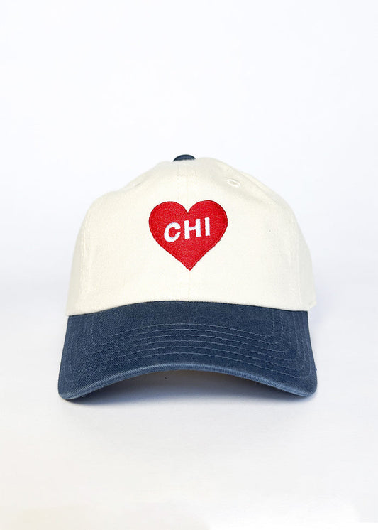 Youth Chi Heart Icon Hat - Ivory & Breaker Blue