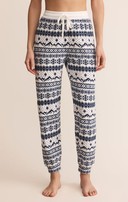 Z Supply Luxe Twilight Fairisle Jogger in Vanilla Ice
