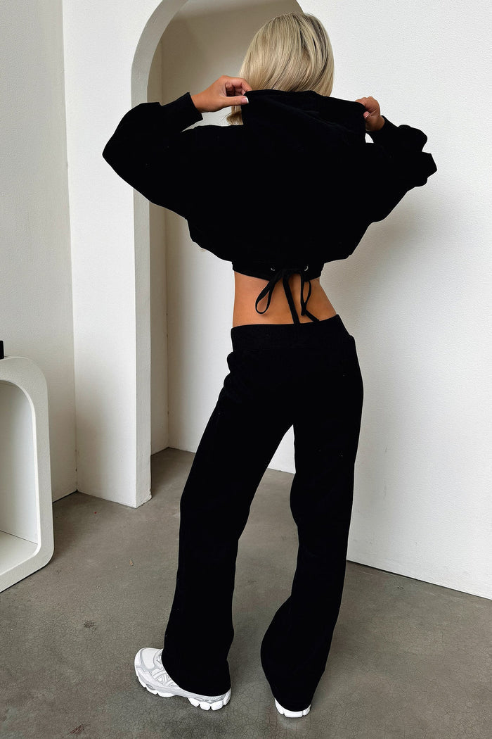 Zaina Cropped Hoodie - Black