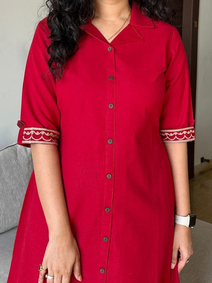 Ziva A-line Camel Dress- Red